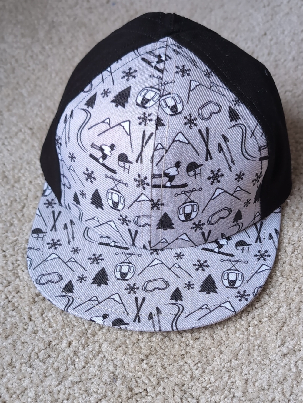 George Hats Black and White Ski Pattern Snapback Hat